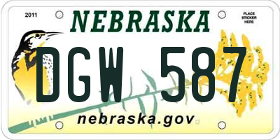NE license plate DGW587