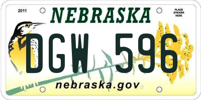 NE license plate DGW596