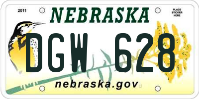 NE license plate DGW628