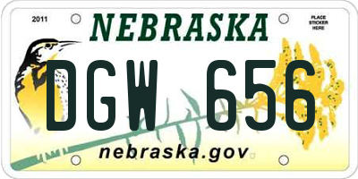 NE license plate DGW656