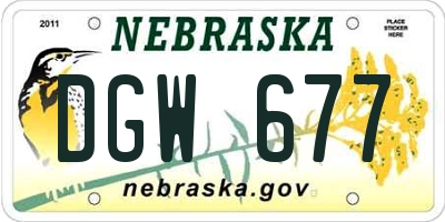 NE license plate DGW677