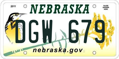 NE license plate DGW679