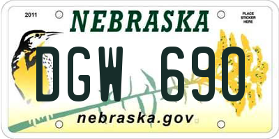 NE license plate DGW690