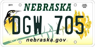 NE license plate DGW705