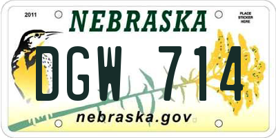 NE license plate DGW714