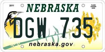 NE license plate DGW735