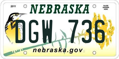 NE license plate DGW736