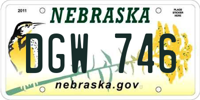 NE license plate DGW746