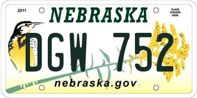 NE license plate DGW752