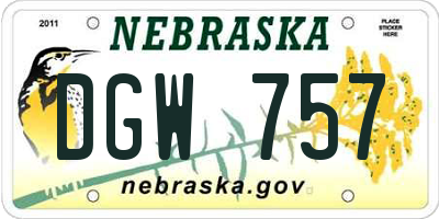 NE license plate DGW757