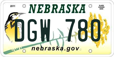 NE license plate DGW780