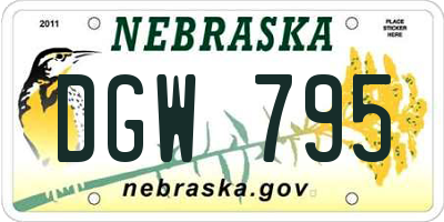 NE license plate DGW795