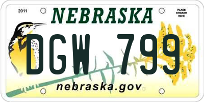 NE license plate DGW799
