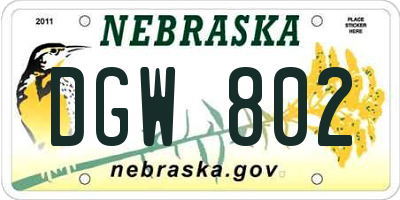 NE license plate DGW802