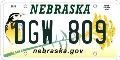 NE license plate DGW809