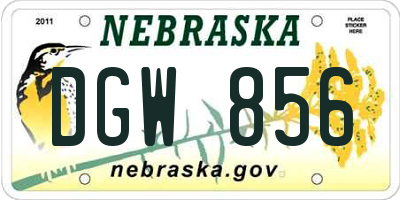 NE license plate DGW856
