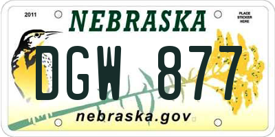 NE license plate DGW877