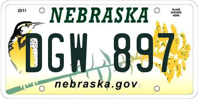 NE license plate DGW897