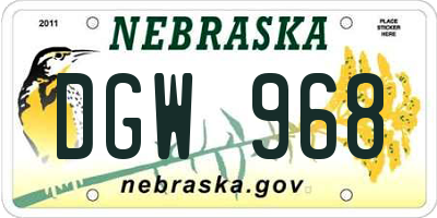 NE license plate DGW968