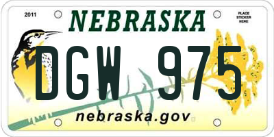 NE license plate DGW975