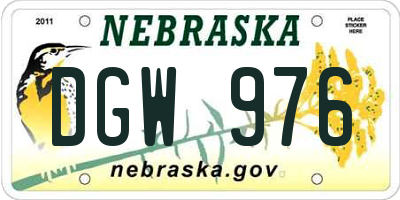 NE license plate DGW976
