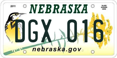NE license plate DGX016
