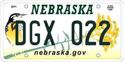 NE license plate DGX022