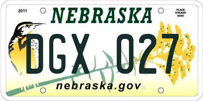 NE license plate DGX027