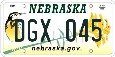 NE license plate DGX045