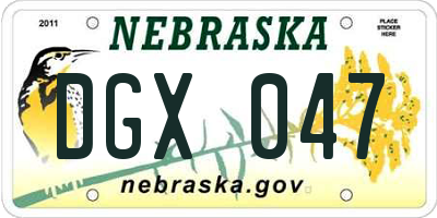 NE license plate DGX047