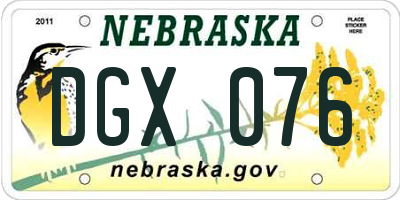 NE license plate DGX076