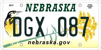 NE license plate DGX087