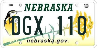 NE license plate DGX110