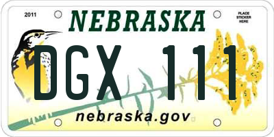 NE license plate DGX111