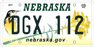 NE license plate DGX112