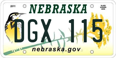 NE license plate DGX115