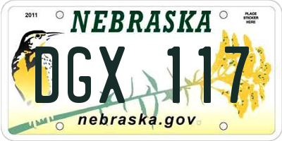 NE license plate DGX117