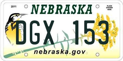 NE license plate DGX153