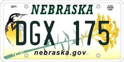 NE license plate DGX175