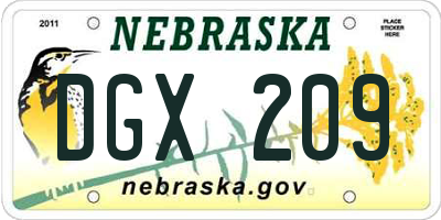 NE license plate DGX209