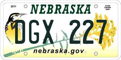 NE license plate DGX227