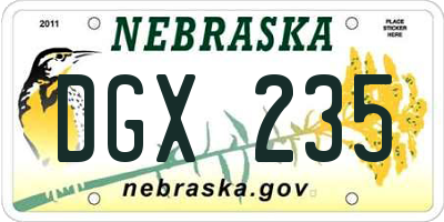 NE license plate DGX235