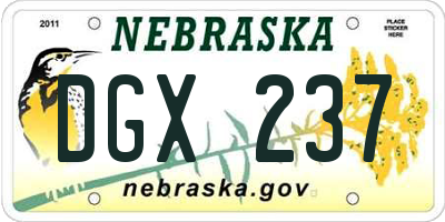 NE license plate DGX237