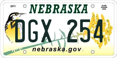 NE license plate DGX254