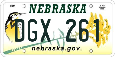 NE license plate DGX261