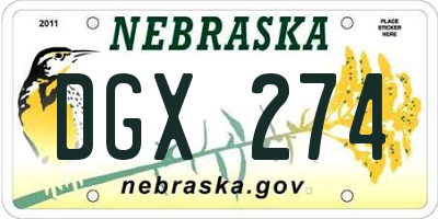 NE license plate DGX274