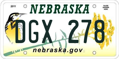 NE license plate DGX278