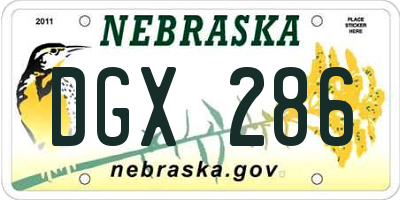 NE license plate DGX286