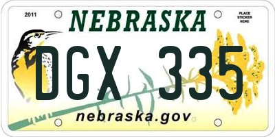NE license plate DGX335