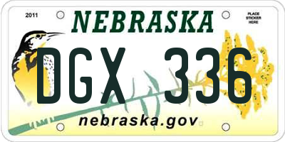 NE license plate DGX336